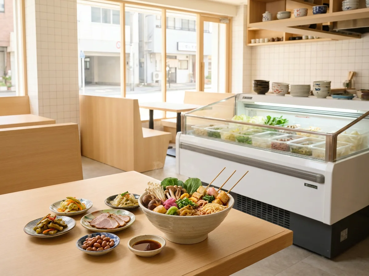 麻辣料理と小皿料理が並んだテーブルの食事風景